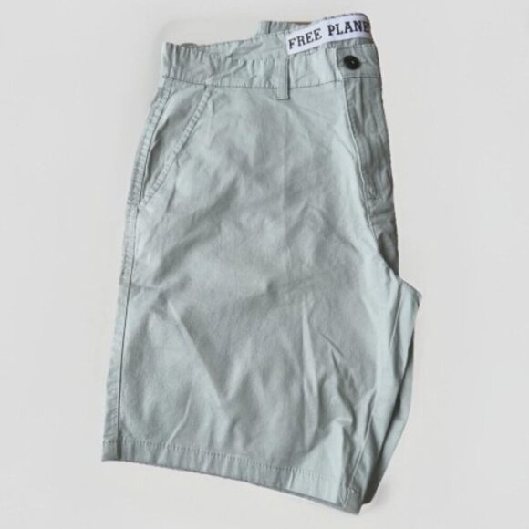 Free Planet Men's Flat Front Stretch Chino Shorts Light Green 32W, 9" Inseam - Picture 1 of 10